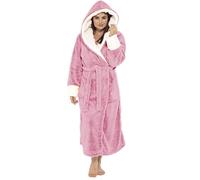 Generisch Bata de mujer con capucha de felpa, albornoz de sauna, esponjoso, de forro polar, absorbente, ropa de dormir, de manga larga, cómoda, bata larga, para invierno, cálida, bata de casa, para
