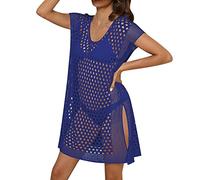 Generisch Bata de playa ahuecada para mujer con cuello en V, azul, Talla única