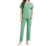Generisch Bata médica para mujer, bata quirúrgica, traje de lavado de manos dividido, trabajo elástico, secado rápido, ropa de trabajo, medicina, verde, XL