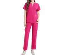 Generisch Bata médica para mujer, bata quirúrgica, traje de lavado de manos dividido, trabajo elástico, secado rápido, ropa de trabajo, medicina, rojo, XL