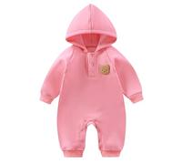 Generisch Bebé Bebé Niños Niñas Ropa Cremallera Mono Mono Manga Larga Traje Invierno Cálido Protección con Capucha, Rosa., 3-6 meses