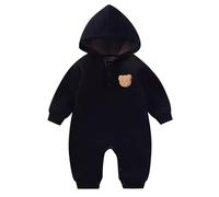 Generisch Bebé Bebé Niños Niñas Ropa Cremallera Mono Mono Manga Larga Traje Invierno Cálido Protección con Capucha, Negro , 6-12 meses