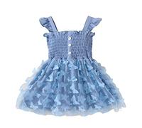 Generisch Bebé Bebé Primavera Estampado Volantes Tul Mariposa Sin Mangas Princesa Vestido, azul celeste, 4-5 años