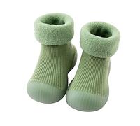 Generisch Bebé bebé sólido cálido punto suave solo goma zapatos calcetines mocasines calcetines calcetines calcetines niño zapatillas, verde, 18 EU