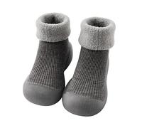 Generisch Bebé bebé sólido cálido punto suave solo goma zapatos calcetines mocasines calcetines calcetines calcetines niño zapatillas, gris, 24 EU
