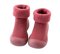 Generisch Bebé bebé sólido cálido punto suave solo goma zapatos calcetines mocasines calcetines calcetines calcetines niño zapatillas, Vino, 26 EU
