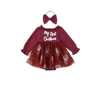 Generisch Bebé Niña Santa lleva manga larga en el cuerpo rojo niño traje de Navidad niño niño traje cálido y acogedor