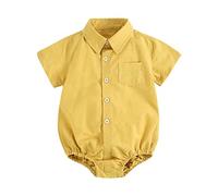 Generisch Bebé Niño Bebé Camisa Recién Nacido Manga Corta Ha Color Sólido Triángulo Gatear Traje Ropa Niños Bodies Manga Larga, amarillo, 6-12 meses