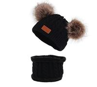 Generisch Bebé niño niño invierno lindo gorro para bebé niño punto cálido gorro de esquí hermoso pompón niños gorro 024 meses, Negro , Talla única