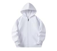 Generisch Bebé Niños Manga Larga Color Sólido Cremallera Sudaderas Sudaderas Top Niños Unisex Abrigo Suave Blusa con Bolsillo, Blanco, 2-3 años