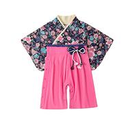 Generisch Bebé Recién Nacido Niña Floral Primavera Verano Manga Larga Pajarita Kimono Japonés 1 PC Mameluco Mono Japonés, Bu2., 3-4 años