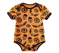 Generisch Bebé Recién Nacido Niñas Niños Impresión Halloween Manga Corta Mameluco Body Ropa, naranja, 3-6 meses