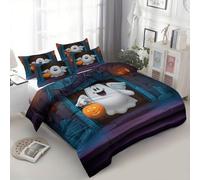 Generisch Bettbezug Set mit Kissenbezug, Bettwäsche-Set für Jungen und Mädchen Microfaser Himmlische Qualität Bettbezug Doppelbett 3 Teilig - Mehrfarbig Modern Cartoon Halloween Niedlicher Geist