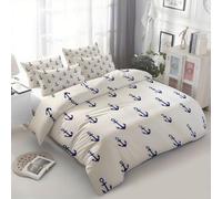 Generisch Bettbezug Set mit Kissenbezug, Bettwäsche-Set für Jungen und Mädchen Microfaser Himmlische Qualität Bettbezug Doppelbett 3 Teilig - Mehrfarbig Minimalistisch Nautisch Anker