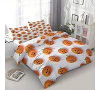 Generisch Bettwäsche 180 x 200 cm 3teilig Mehrfarbig Modern Cartoon Halloween Pflanze Kürbis Bettwäsche - Sets 3D Druck Microfaser Weiche Wende Bettbezug mit Reißverschluss und Kissenbezug 80 x 80 cm