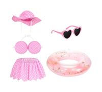 Generisch Bikini de estilo hawaiano, traje de 5 piezas, juego de 5 piezas Porch Goose Summer Outfit 23 pulgadas Door Decor Costume with Swim Ring Sunglasses Hat Garden Yard Decoration Statue Accessory