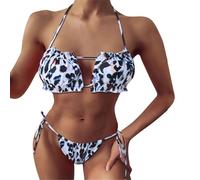 Generisch Bikini moderno plisado ahuecado para mujer de alta calidad con detalles refinados, ajuste cómodo en los días de playa de verano junto al mar, estilo único perfecto, gris, M