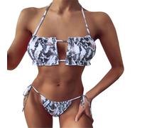Generisch Bikini moderno plisado ahuecado para mujer de alta calidad con detalles refinados, ajuste cómodo en los días de playa de verano junto al mar, estilo único perfecto, gris oscuro, XL