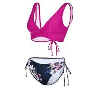 Generisch Bikini para mujer con estampado de flores, rayas, sexy, de dos piezas, traje de baño con diseño de pajarita, parte superior del tankini y parte inferior para el verano y la playa, Rosa