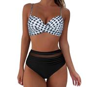 Generisch Bikini para mujer, conjunto push up, cintura alta, traje de baño sexy acolchado, bikini aesthetic, #1-gris, XL