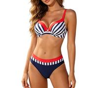 Generisch Bikini para mujer, traje de baño push up, diseño floral, bikinis de cintura alta, sexy, moldeador de figuras, dos piezas, traje de baño, traje de baño deportivo, Marina De Guerra 75, XXL