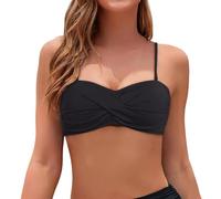 Generisch Bikini para mujer, traje de baño sexy, traje de baño de verano, parte superior de bikini bandeau, parte superior de bikini sin tirantes, color gris claro, Negro , XL