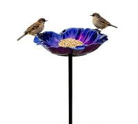 Generisch Bird Bath - Iron 14 cm | Reflective Petals Design Bee Water Station Pole | Height Garden Bird Bath - for Backyard Yard Balcony Railing Ground Pool Window Deck Patio