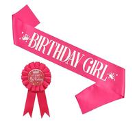 Generisch Birthday Sash Birthday Girl Sash and It's My Birthday Badge Birthday Decorations Set Birthday Sash Birthday Badge for Kids Girls Birthday Party Banderas 3x5 (Hot Pink, A)