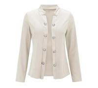 Generisch Blazer - Chaqueta de traje de manga larga para mujer, elegante, deportiva, con frente abierta, monocolor, chaqueta blazer para oficina, otoño, manga larga, cuello alto, corte ajustado