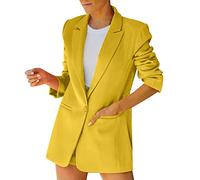 Generisch Blazer Chaqueta de traje deportiva para mujer, chaqueta de manga larga abierta, informal, para trabajo, oficina, cuello de solapa, botón, chaqueta de un solo color, chaqueta de negocios