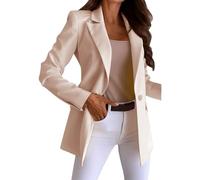 Generisch Blazer Chaqueta de traje deportiva para mujer, monocolor, elegante, con parte delantera, abierta, de manga larga, informal, para trabajo, oficina, cuello de solapa, con botones, cárdigan