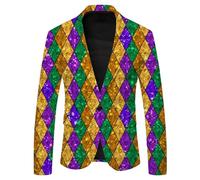 Generisch Blazer de manga larga para hombre, multicolor, chaqueta de traje, traje de neón, blazer de colores neón, chaqueta, bailes de graduación, carnaval, disfraz para hombres, chaquetas elegantes