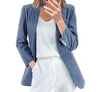 Generisch Blazer de pana para mujer, entallado, marrón, elegante, otoño, chaqueta de traje, chaqueta de pana vintage, chaqueta de pana con solapa, chaqueta de manga larga, chaqueta de traje, chaqueta