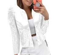 Generisch Blazer elegante con purpurina corta para vestido, blazer de lentejuelas dorado para mujer, chaqueta brillante para fiesta, cárdigan entallado, chaqueta de traje, ropa de calle, blazer de
