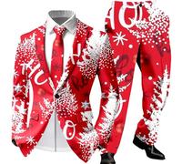 Generisch Blazer Hose Herren Weihnachtsmotiven Kleidungsset Slim Fit Solavers bequeme Anzugjacke Thermo Winter klassische Blazer Zweiteilige Individualität Anzugsakko Anzugsakko Anzughose 2teiliges, P