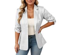 Generisch Blazer Mujer Elegante, Blazer Mujer Deportiva Ajustada Moderna Oversize Tallas Grandes Traje de Negocios Chaqueta Cuello Solapa Female Vintage Casual Trajes con Bolsillo Chaqueta de Trabajo