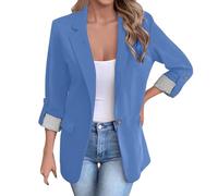 Generisch Blazer para mujer 3/4 con mangas fruncidas Sakko Negocios Oficina Blazer Traje de un botón Chaqueta de traje Slim Fir Abrigo de Traje Deportivo Jack Gabardina Otoño Negocios Abrigo Casual