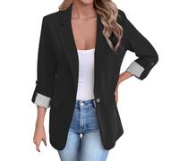 Generisch Blazer para mujer 3/4 con mangas fruncidas Sakko Negocios Oficina Blazer Traje de un botón Chaqueta de traje Slim Fir Abrigo de Traje Deportivo Jack Gabardina Otoño Negocios Abrigo Casual