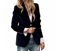 Generisch Blazer - Traje de negocios para mujer, elegante, chaqueta de solapa, elástica, deportiva, ligera, con bolsillos, color liso, solapa, chaqueta festiva, corte ajustado, ropa exterior, R negro