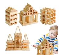 Generisch Bloques apilables de madera, juguetes apilables de madera, 100 unidades, juego de construcción de madera, juguetes educativos para niños pequeños, bloques de madera para el aprendizaje