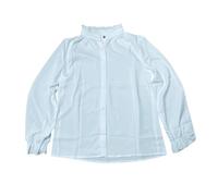Generisch Blusa casual para niña de manga larga con volantes camisa de color liso ajuste holgado para primavera/verano para cuello alto, azul, 7-8 años