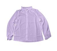 Generisch Blusa casual para niña de manga larga con volantes camisa de color liso ajuste holgado para primavera/verano para cuello alto, morado, 5-6 años