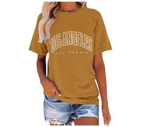 Generisch Blusa de mujer con cuello en V, cuello redondo, corte holgado, cuello en V, corte holgado, blusa con mangas de ala cruzada para mujer, caqui, S