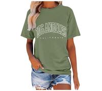 Generisch Blusa de mujer con cuello en V, cuello redondo, corte holgado, cuello en V, corte holgado, blusa con mangas de ala cruzada para mujer, Verde claro., L