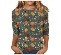 Generisch Blusa elegante para mujer, plisada, de manga larga, cuello redondo, para oficina, escamas de pescado, Verde militar., XL