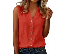 Generisch Blusa Mujer Elegante Festivo Blanco Tops Para Mujer Algodón Top Verano Blusa Larga Blusa Lino Tank Top Encaje Top Muselina Verano Sin Mangas Cuello en V Tallas Grandes Top de Encaje