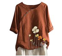 Generisch Blusa para mujer Impreso diario suelto Tops de mujer Negro, café, L