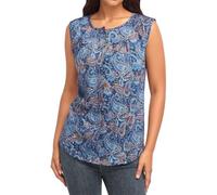 Generisch Blusa sin mangas para mujer, talla grande, blusa casual sin mangas, tallas M a 4XL, elegantes blusas de manga larga para mujer, azul, XL