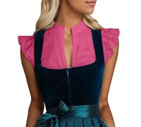 Generisch Blusa tirolesa de encaje para mujer, manga corta, color blanco, Oktoberfest, cuello en V, 34 54, la guía de viajes en el tiempo para la Inglaterra medieval, rojo, S