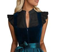 Generisch Blusa tirolesa para mujer con encaje, manga corta, cuello en V, Oktoberfest, cosplay, elegante, festiva, clásica, lujosa, romántica, princesa, elegante, elegante, boda, tradición, Negro